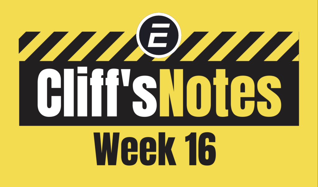 Cliff's notes Week 16